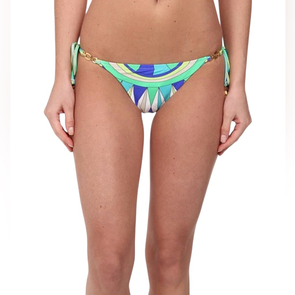 New! TRINA TURK FIJI FEATHERS TIE SIDE SWIM BOTTOM MULTI COLORED SIZE 8